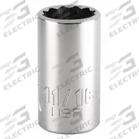 PROTO Socket: SAE, 1/2 in Drive Size, 11/16 in Socket Size, 12-Point, Std, Chrome, Socket (MPN J5422N). Key specifications