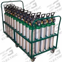 SAFTCART Medical Cylinder Cart: 2,400 lb, 50 Cylinder Capacity, 4 1/2 in Max. Tank Dia., Raised (MPN MDE-50V). Key specifications — Brand: SAFTCART; Caster/Wheel Configuration: (2) Rigid.