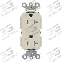 LEVITON Receptacle: Decorator Duplex, 5-20, Ivory, 125V AC, 20 A, 2 Pole / 3 Wire (MPN 16342-I)