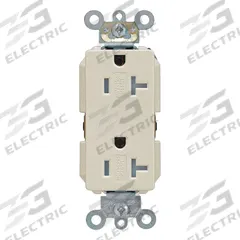 LEVITON Receptacle: Decorator Duplex, 5-20, Ivory, 125V AC, 20 A, 2 Pole / 3 Wire (MPN 16342-I)