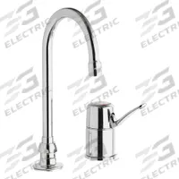 CHICAGO FAUCETS Gooseneck Bathroom Faucet: 2302, Cast Brass, Polished Chrome Finish, Centerset (MPN 2302-ABCP). Key specifications — Includes: Mounting Hardware; Brand: CHICAGO FAUCETS; Series: 2302.