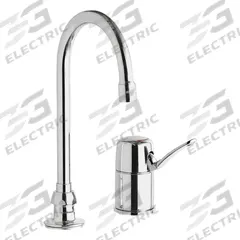 CHICAGO FAUCETS Gooseneck Bathroom Faucet: 2302, Cast Brass, Polished Chrome Finish, Centerset (MPN 2302-ABCP). Key specifications — Includes: Mounting Hardware; Brand: CHICAGO FAUCETS; Series: 2302.
