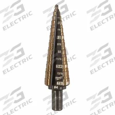 MILWAUKEE Step Drill Bit: 3/16" to 7/8", Cobalt - Cobalt Step Drill Bits