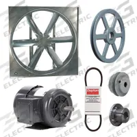 DAYTON Supply Fan w/Drive Package: Belt Drive, 36 in Blade, Totally Enclosed, 13,802 cfm, 3 ph (MPN 7CC36). Key specifications — Nameplate Voltage: 208-230/460V AC; Assembled: Unassembled; Brand: DAYTON; Enclosure Design: Totally Enclosed Motor.