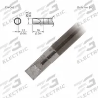 HAKKO Soldering Tip: T39 Series, Chisel, 5.2 mm W, 10 mm Lg (MPN T39-D52). Key specifications — Brand: HAKKO; Compatible Handpiece Manufacturer Model Number: FX-9702; Manufacturer Part Number: T39-D52.