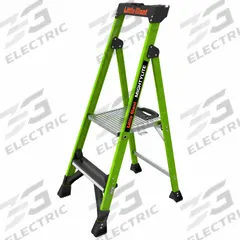 LITTLE GIANT Platform Stepladder: 4 ft Ladder Size, Fiberglass, 375 lb Load Capacity, 16 lb Wt (MPN 15404-001). Key specifications — Brand: LITTLE GIANT; Included Features: Plastic Top with Storage.