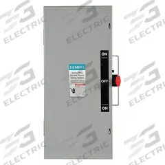 SIEMENS Safety Switch: Non-Fusible, 100 A, Single Phase, 240V AC, Galvanized Steel, Indoor (MPN DTNF223). Key specifications — attr867131: SIEMENS.
