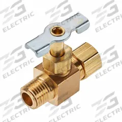 PARKER Needle Valve: Inline Valve Body, Brass, Screw-In Bonnet, 1/8 in Pipe Size, Compression x MIP (MPN NV106C-4-2). Key specifications — For Media: Water; Standards: ISO 9001; Brand: PARKER; Valve Series: NV; Connection Gender - Side 2: Male; Connection Gender - Side 1: Female; Connection Type - Side 1: Compression; Connection Type - Side 2: IPS.