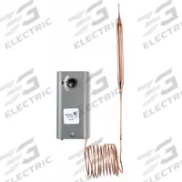 JOHNSON CONTROLS Line Volt Mechanical Tstat: 40° to 90°F, Steel, Adj, 3.5°/2° to 7°F (MPN A28AA-36C). Key specifications — Switch Type/Action: SPDT, Open/Close on Rise; Temperature Control Range: 40° to 90°F; Temperature Differential: 3.5°/2° to 7°F; Voltage: 24 to 277V AC; Capillary Length/Bulb Diameter: 6 ft Capillary, 6 ft x 3/8 in Bulb; Brand: JOHNSON CONTROLS; Differential Type: Adjustable; Enclosure Material: Steel.