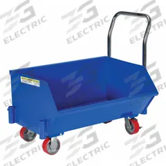VESTIL Hopper Truck: Not Powered, 6.7 cu ft Cubic Foot Capacity, 1,000 lb Load Capacity, Blue, Std (MPN SLPT-24). Key specifications — Color: Blue; Brand: VESTIL; Caster/Wheel Configuration: (2) Swivel with Brake.