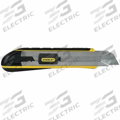 STANLEY Snap-Off Utility Knife: 8 1/2 in Overall Lg, Rubberized, 7 Segments, 4 Blades Stored - 25mm Blade Snap-Off Knives