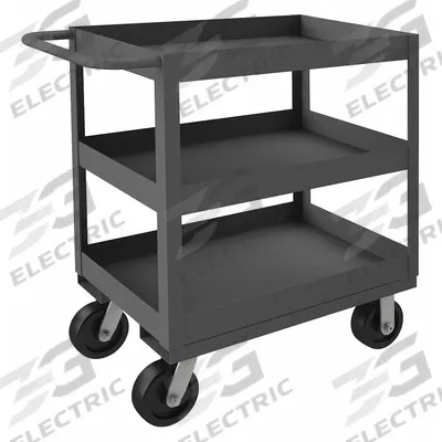 APPROVED VENDOR Utility Cart: 3,600 lb, 30 in L x 18 in W Shelf, 3 Shelves, Gray - Heavy-Duty General Purpose Utility Carts