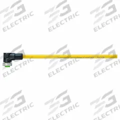 Cordset: 7/8" Female Right Angle x Bare Wire, 5 Pins, Yellow, PVC, 3 m Cable Lg, 9 A Max Current (A) (MPN 7700-A5031-UBD0300). Key specifications — Cable Jacket Color: Yellow; Cable Jacket Material: PVC; IP Rating: IP68; Wire Size: 16 AWG; Brand: MURRELEKTRONIK.