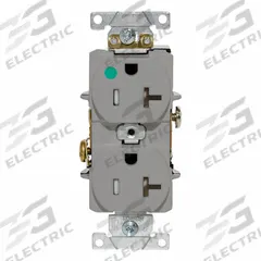 LEVITON Duplex Receptacle Outlet: Hospital Grade, Duplex, 5-20R, Gray, 125V AC, 20 A (MPN T8300-GY)