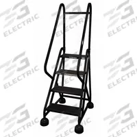 COTTERMAN Rolling Ladder: 3 ft Platform Ht, Partially Assembled, Steel, Wt-Actuated Auto-Lock (MPN ST-421 A2 C7 P5). Key specifications — Includes Handrails: Handrails Included; Material: Steel; Brand: COTTERMAN; Color: Black.