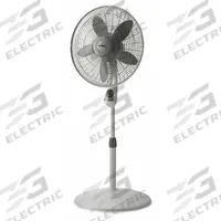 AIR KING Freestanding Fan: 18 in Blade Dia, 50 1/2 in Ht, 3 Speeds, Oscillating, White, Steel (MPN 9880). Key specifications — Brand: AIR KING; Number of Speeds: 3; Guard Material: Steel; Voltage: 120V AC; Oscillation: Oscillating; Includes Remote Control: Yes; Application: Home and Office; Power Source: Plug-In.