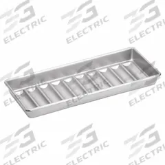 CHICAGO METALLIC New England Hot Dog Bun Pan: Aluminized Steel, 10 Slots, 6 1/2 in Overall Wd (MPN 22100). Key specifications — Pan Style: New England Hot Dog Bun Pan; Brand: CHICAGO METALLIC; Color: Silver; Material: Aluminized Steel; NSF Certified: No; Number of Slots: 10.