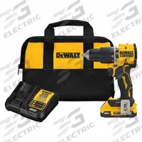 DEWALT Hammer Drill: 20V DC, Compact, 1/2 in Chuck, 1/4 in Concrete Capacity, 2 Speeds, 28,050 bpm (MPN DCD799D1). Key specifications — attr1256163: 2; attr1256171: (1) 2.0 Ah; attr1256172: Yes; attr1256187: 15 + Hammer.
