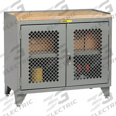 LITTLE GIANT Cabinet Workbench: Butcher Block, 48 in x 24 in, 2,000 lb Overall Load Capacity - Cabinet Benches with Shelves