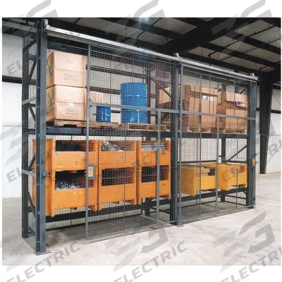 WIRECRAFTERS Enclosure Kit: 5 Bays, 120 in x 42 in x 120 in, 10 ga, Steel, Powder Coated - Wire Mesh Pallet Rack Enclosure Kits