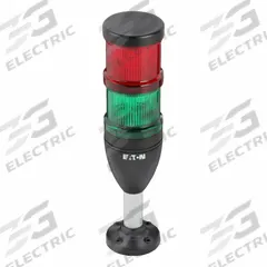 EATON Tower Light Assembly: 2 Tier, Green/Red, No Sounder Tier, 3 1/2 in Overall Ht, Steady (MPN SL7-100-L-RG-24LED). Key specifications — Manufacturer Part Number: SL7-100-L-RG-24LED; Brand: EATON; Operating Voltage: 24V AC/DC; Light Tier Color: Green.