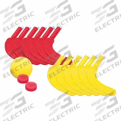 CHAMPION SPORTS Hockey Kit: 0 Repl Heads, 12 Sticks, 2 Pucks, 1 Balls, Red, Foam, Yellow - Scooter Hockey Sets
