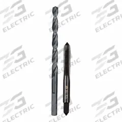 MILWAUKEE Plug Tap and Drill Bit: 2 Pc, 1/4"-28 Tap, #3 Drill (MPN 49-57-5538). Key specifications — attr1300596: Straight Flute.