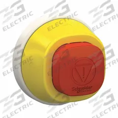 SCHNEIDER Emergency Stop Push Button: Red, 22 mm Mounting Size, Non-Metallic, Maintained (MPN ZB5AS84W3B). Key specifications — Brand: SCHNEIDER; Action: Maintained; Series: XB5; Push Button Material Type: Non-Metallic.
