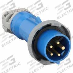 HUBBELL Pin and Sleeve Plug: Blue, 120/208V AC, Three Phase, 20 A, 4 Pole, 5 Wire, IEC Grounding (MPN HBL520P9W). Key specifications — Brand: HUBBELL.