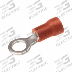 BURNDY Vinyl Ring Terminal For 22 - 16 AWG: Red, Vinyl Insulation, #6 Stud Size, 600 V (MPN TP166). Key specifications — attr1308027: BURNDY; attr1356587: Funnel Entry.