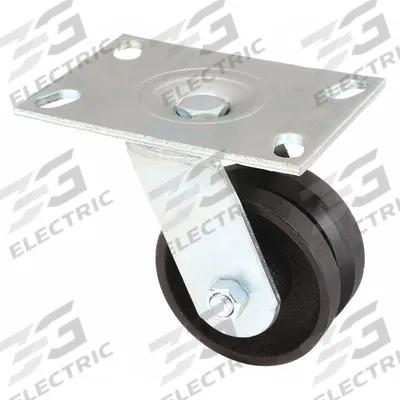 APPROVED VENDOR Plate Caster: Swivel, Iron, 4 in Wheel Dia, 2 in Wheel Wd - V-Groove Track-Wheel Plate Casters
