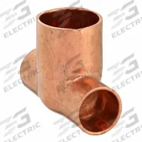 NIBCO Sweat Fitting Tee: 1/2 in CTS x 1/2 in CTS x 3/4 in CTS, Cup x Cup x Cup, Bulkhead (MPN 611BH 1/2X1/2X3/4)