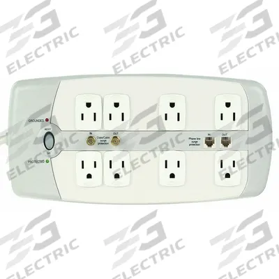 APPROVED VENDOR Outlet Strip: 8 Outlets, 10 ft Cord Lg, 1,050 J Rated Energy, 15 A Current - General Purpose Surge Protectors