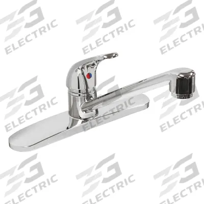 DOMINION FAUCETS Low Arc Kitchen Faucet: Silver, Cast Brass, Single-Post, Deck - Single-Post Kitchen Faucets
