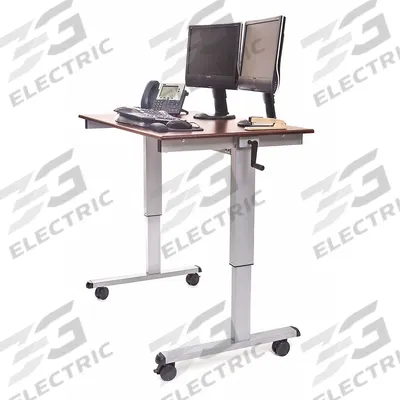 LUXOR Standing Desk: Dark Walnut, Melamine, 48 in Overall Wd, 29 1/2 in Overall Dp - Manual Adjustable-Height Desks