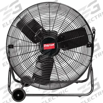 Dayton Portable Fan: 24 in Blade Dia, 115V AC, Mobile, 1/4 hp, Direct Drive - Standard Industrial Floor Fans
