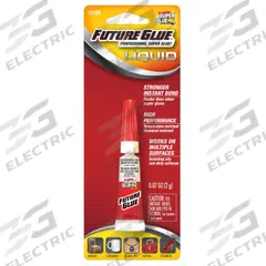 SUPER GLUE Instant Adhesive: Future Glue, Gen Purpose, 0.07 fl oz, Tube, Clear, Thin Liquid (MPN 15109). Key specifications — Series: Future Glue; Standards: MIL-A-46050C Type II Class 2; Primary Applications: General Purpose; Materials Bonded: Rubber; Brand: SUPER GLUE; Secondary Compatible Materials: Leather.