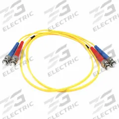 MONOPRICE Fiber Optic Patch Cord: Single Mode, 1 m Lg, ST End 1, ST End 2, Yellow, PVC (MPN 6845). Key specifications — Fire Rating: Riser; Jacket Material: PVC; Number of Fibers: Duplex; Brand: MONOPRICE; _Fiber Optic Cable Style: 9/125µ OS2.