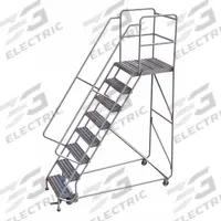 TRI-ARC Rolling Ladder: 6.7 ft Platform Ht, Assembled, Aluminum, Manual Lock, Ribbed, 36 in x 79 in (MPN WLAR108244-D5). Key specifications — Includes Handrails: Handrails Included; Material: Aluminum; Brand: TRI-ARC; Color: Gray.