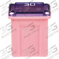 BUSSMANN Automotive Fuse: FMX Series, Pink, Female, Cartridge, Time-Delay, 30 A, 32 V DC, FMX | JCAS (MPN FMX-30LP). Key specifications — Series: FMX; Brand: BUSSMANN; Equivalent Fuse Series: FMX & JCAS.