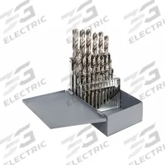 CLEVELAND Jobber Length Drill Bit Set: 25 Pc, 1 mm to 13 mm by 0.5 mm, 118° Point, HSS (MPN C72000). Key specifications — attr1236168: Metal Index.