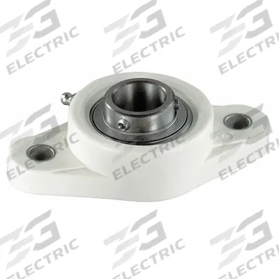NTN 2 Bolt Flange Bearing: Radial Ball, 1 1/4 in Bore, Polymer, Set Screws - Food-Grade Flange-Mount Ball Bearings