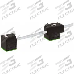 MURRELEKTRONIK Cordset: (2) DIN Form A Female Right Angle x Bare Wire, 3 m Cable Lg, PVC, Gray, IP67 (MPN 7000-58001-2170300). Key specifications — Wire Size: 18 AWG; Brand: MURRELEKTRONIK; Cable Jacket Color: Gray; IP Rating: IP67; DIN Connector Spacing: 110 mm.