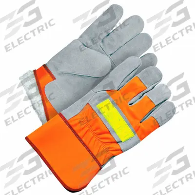 BDG Leather Gloves: Universal, Premium, Work Glove, Cowhide, Wing Thumb, Safety Cuff - High-Visibility Work Gloves