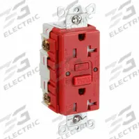 HUBBELL GFCI Receptacle: Duplex, 5-20, Red, GFCI, 125V AC, 20 A, 2 Pole / 3 Wire (MPN GFRTW20R)