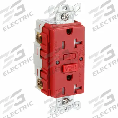 HUBBELL GFCI Receptacle: Duplex, 5-20, Red, GFCI, 125V AC, 20 A, 2 Pole / 3 Wire (MPN GFRTW20R) - General Purpose Receptacles