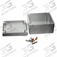 HAMMOND Enclosure: Die-Cast Aluminum, 6 in x 6 in x 4 in, NEMA 12/13/4/4X/6/6P, Screw On (MPN 1590Z160GY). Key specifications — Brand: HAMMOND; Closure Method: Screws; Knockouts: Not Included.