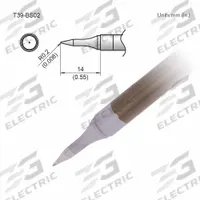 HAKKO Soldering Tip: T39 Series, Conical, 0.2 mm W, 14 mm Lg (MPN T39-BS02). Key specifications — Brand: HAKKO; Compatible Handpiece Manufacturer Model Number: FX-9702; Manufacturer Part Number: T39-BS02.