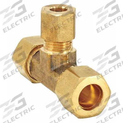 APPROVED VENDOR Compression Tee Fitting: 3/8 in OD x 3/8 in OD x 5/8 in OD Fitting Size - Low-Lead Standard Sleeve Brass Compression Fitting