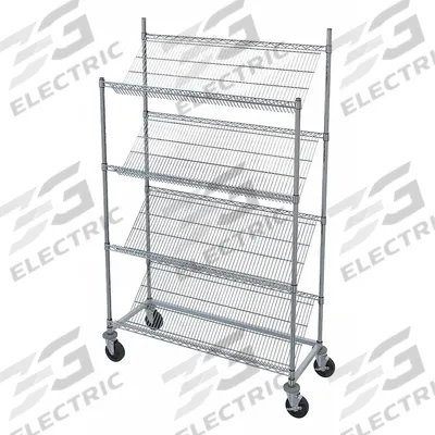 METRO Wire Shelf Utility Cart: 600 lb, 4 Shelf, 48 in L x 18 in W x 78 in H Dim - Utility Carts with Angled Lipped Wire Shelves